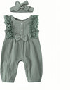 Baby Girl One Piece Romper Cotton Soft Crew Neck Short Sleeve Bodysuit Jumpsuits Newborn Baby Clothes White