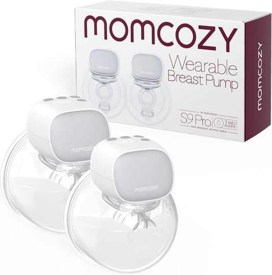 S9 Pro Updated Hands Free Breast Pump, Wearable Breast Pump of Longer Battery Life & LED Display, Double Electric Pump with 2 Modes & 9 Levels - 24Mm, 2 Pack Gray