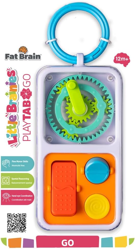 Playtab Go, Portable Sensory Activity Board with a Clip Ring to Attach to Diaper Bags for Babies and Toddlers Ages 12 Months+