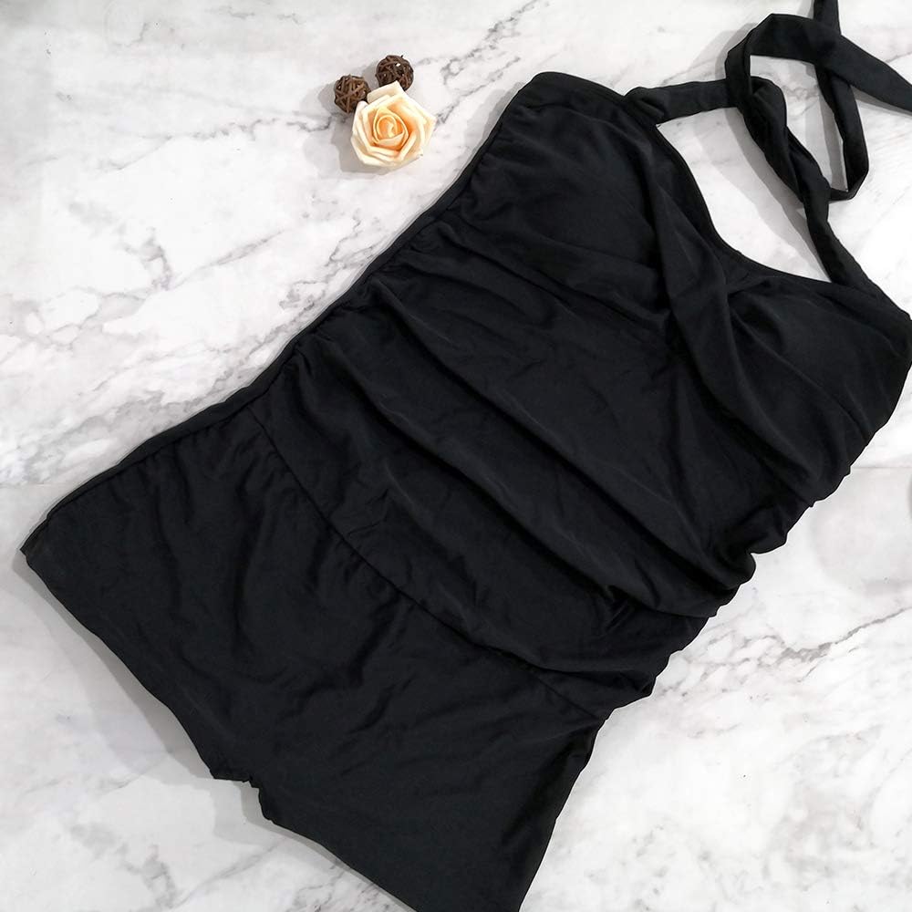 Maternity One Piece Swimwear Retro Halter Swimsuit with Boyleg Pregnancy Bathing Suit Boyshort