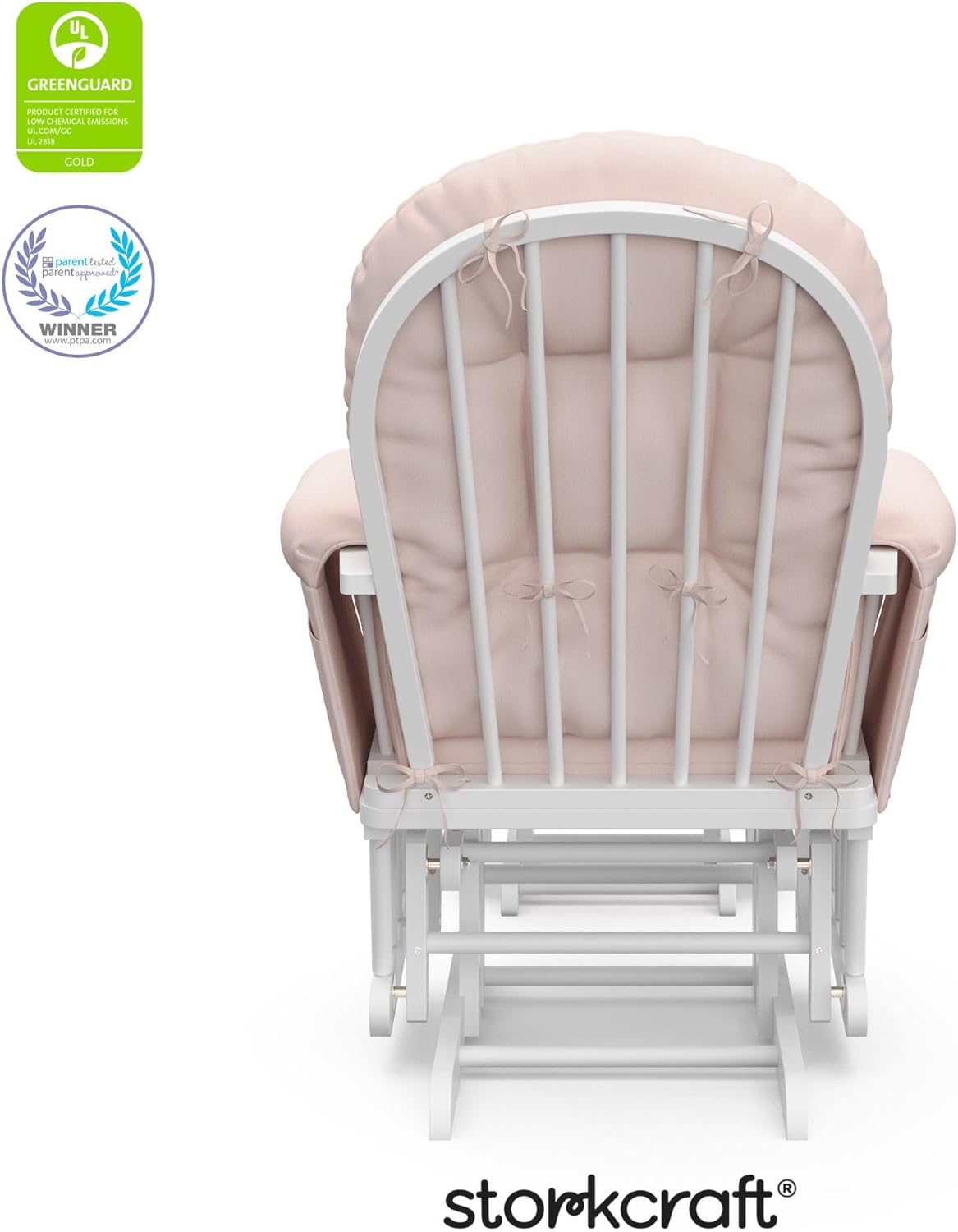 Hoop Glider and Ottoman, White/Pink
