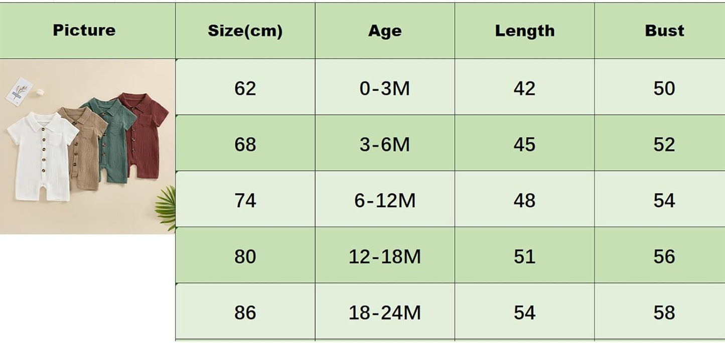 Baby Boy Cotton Linen Jumpsuit Infant Summer Romper Solid Color Short Sleeve Lapel Button down Overalls Bodysuit