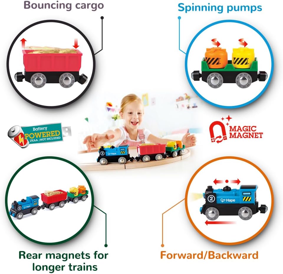 E3721 Kids Wooden Railway on the Go Engine Set Toy