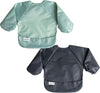 Mess Proof Baby Bib, 2 Pack Long Sleeve Bib Outfit, Waterproof Bibs for Toddlers, Machine Washable, Tug Proof