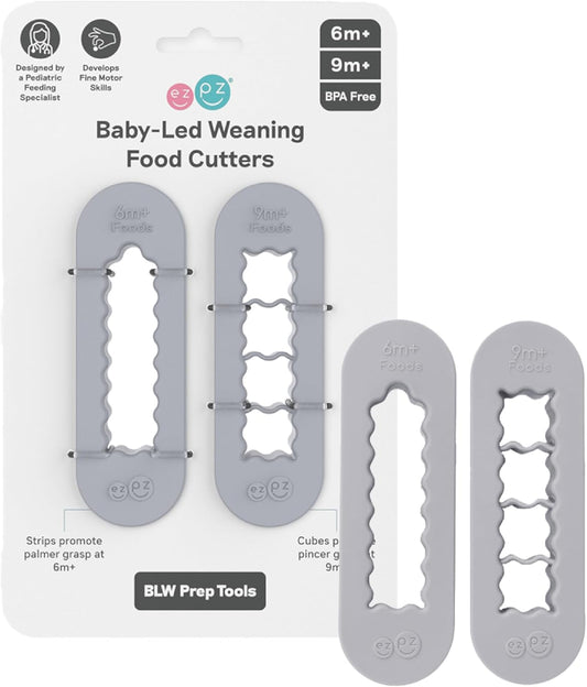 Baby Led Weaning Food Cutters | 2 Pack | for Ages 6 Months to 9 Months + (Pewter)
