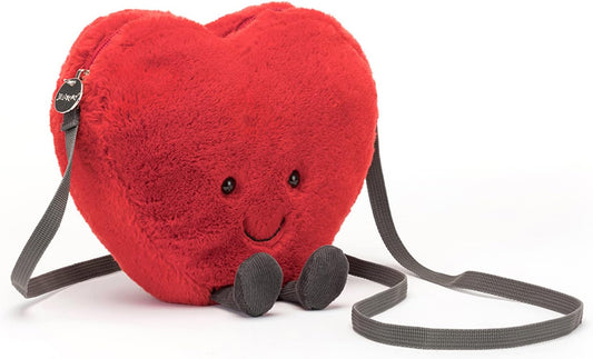 Amuseables Heart Plush Bag, 7 Inches - Crossbody and Shoulder Purse - Fun and Unique Handbag