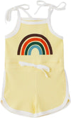 Infant Newborn Baby Girl Romper Kids Slips Sleeveless Knit Jumpsuit Cute Rainbow Backless Bodysuit Outfit