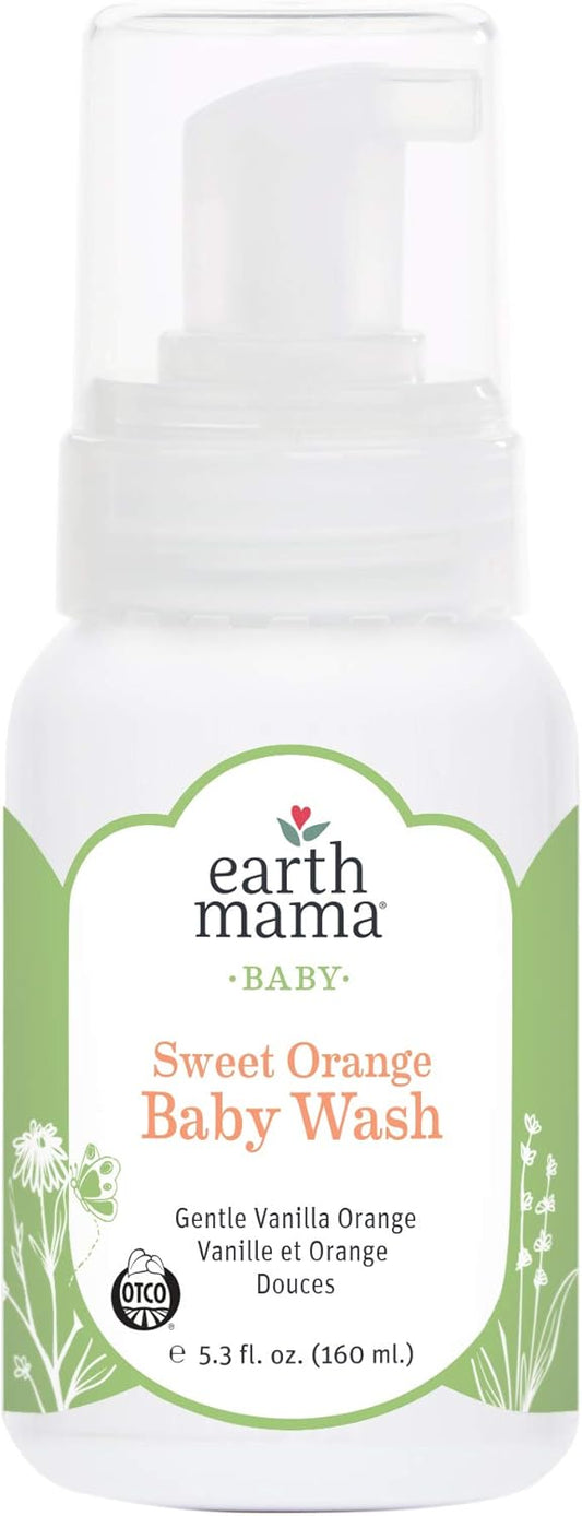Earth Mama Sweet Orange Baby Wash Gentle Castile Soap for Sensitive Skin, 5.3-Ounce