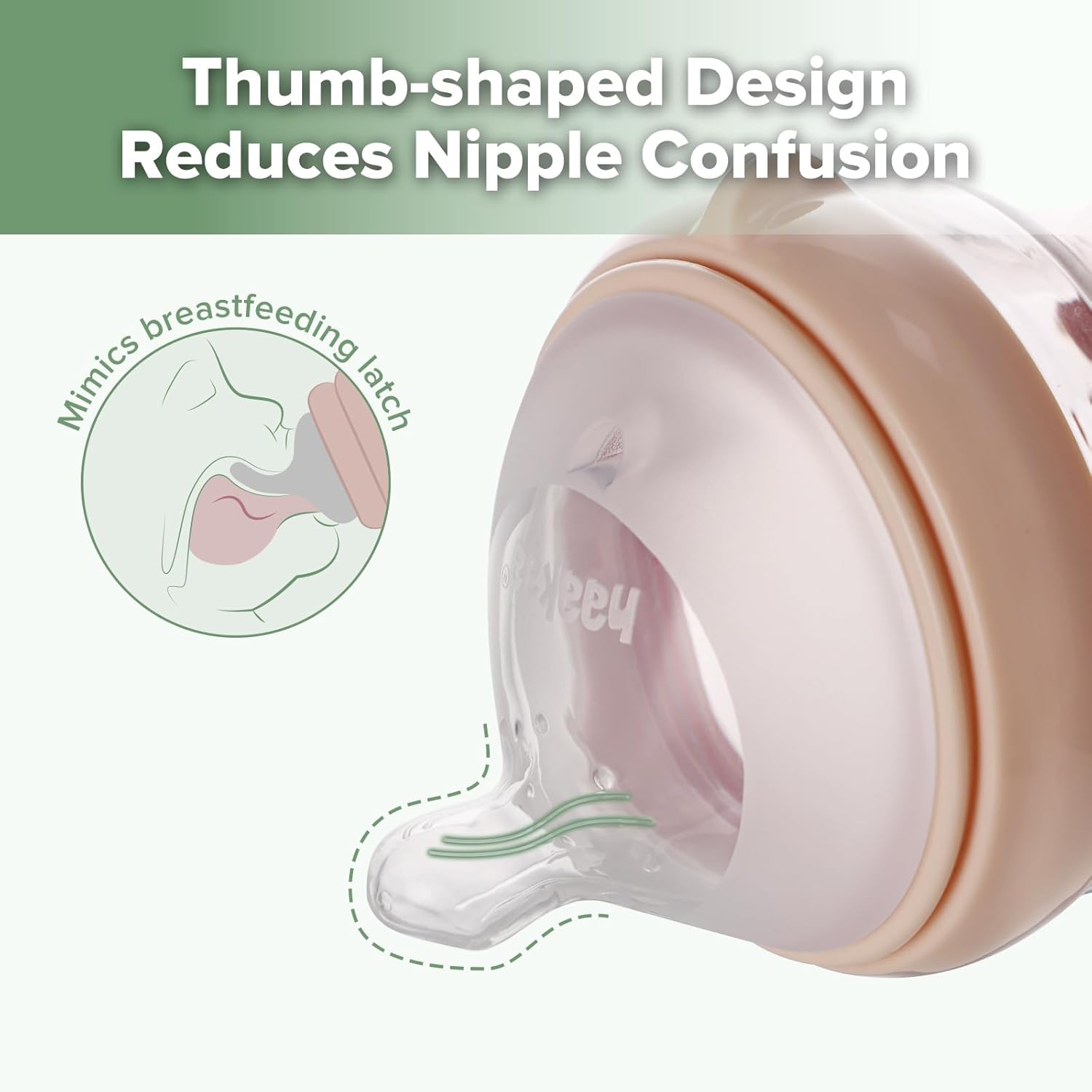 Gen.3 Natural Glass Baby Bottle -Wide Neck Anti-Colic Variable Flow Nipple - 6M+ Breastfed Babies Newborn Registry Essentials,Bpa-Free, 6 Oz/180 Ml, Peach