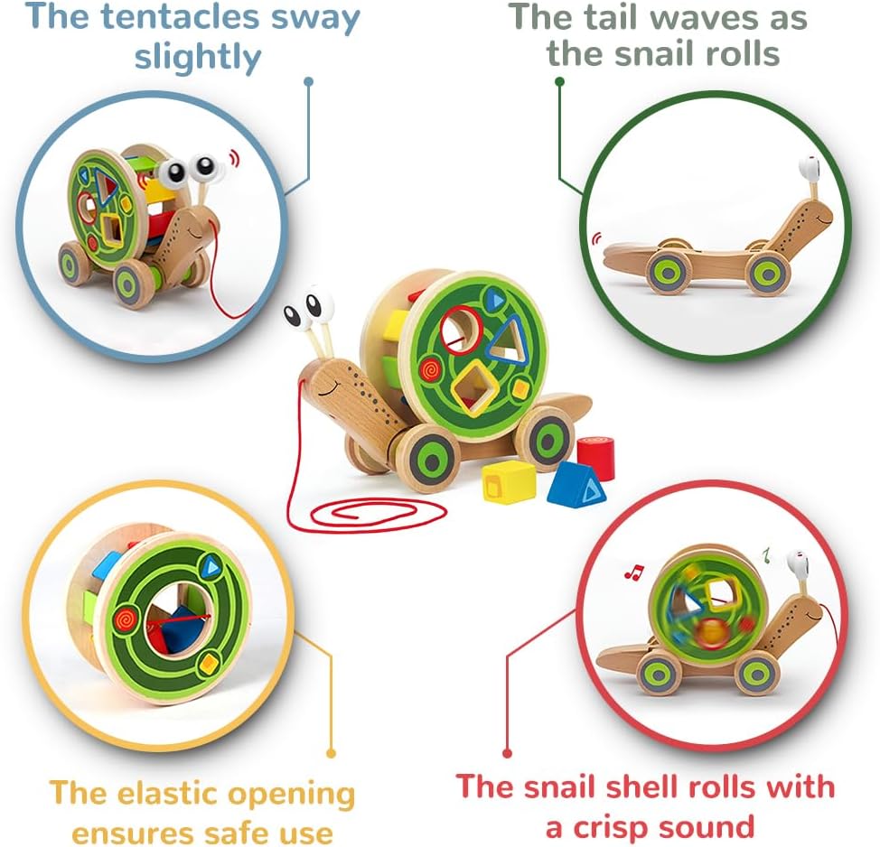 Walk-A-Long Snail Toddler Wooden Pull Toy