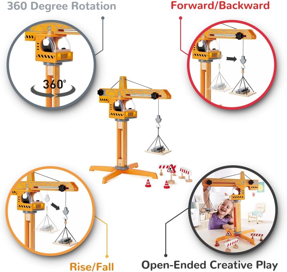 Crane Lift Kid'S Wooden Construction Toys Set