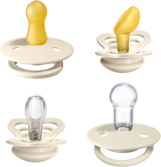 Pacifiers Try-It Collection | Includes Colour, De Lux, Couture and Supreme Pacifiers | Bpa-Free Natural Rubber & Silicone | Made in Denmark | Ivory | 0 to 6 Months