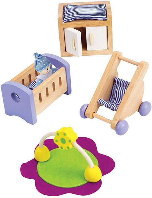 Wooden Doll House Furniture Baby'S Room Set