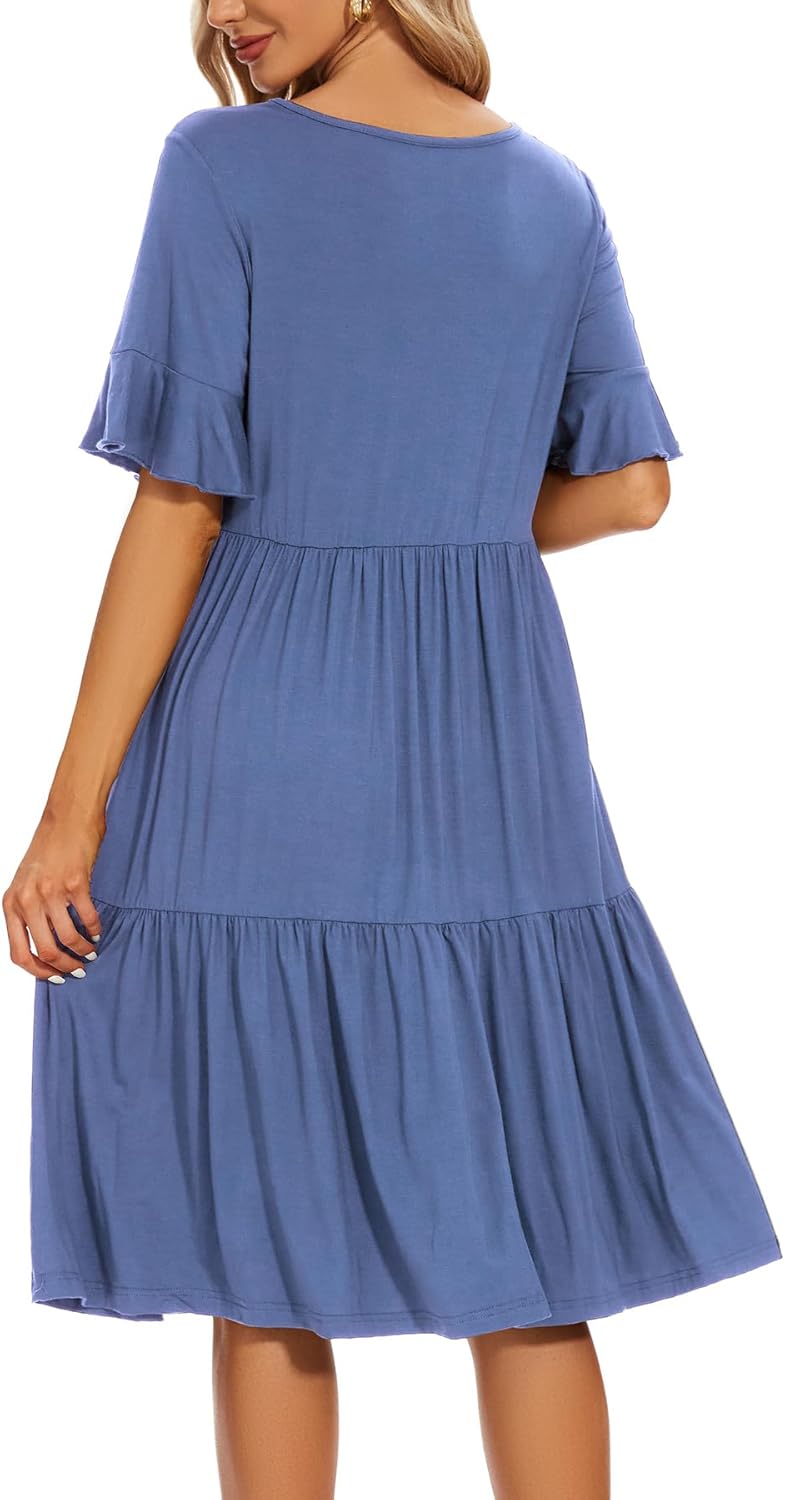 Women'S Nursing Dress Short Sleeve Maternity Breastfeeding Clothes