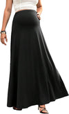 Women'S Maternity High Waist a Line Flared Swing Pregnancy Long Maxi Skirt