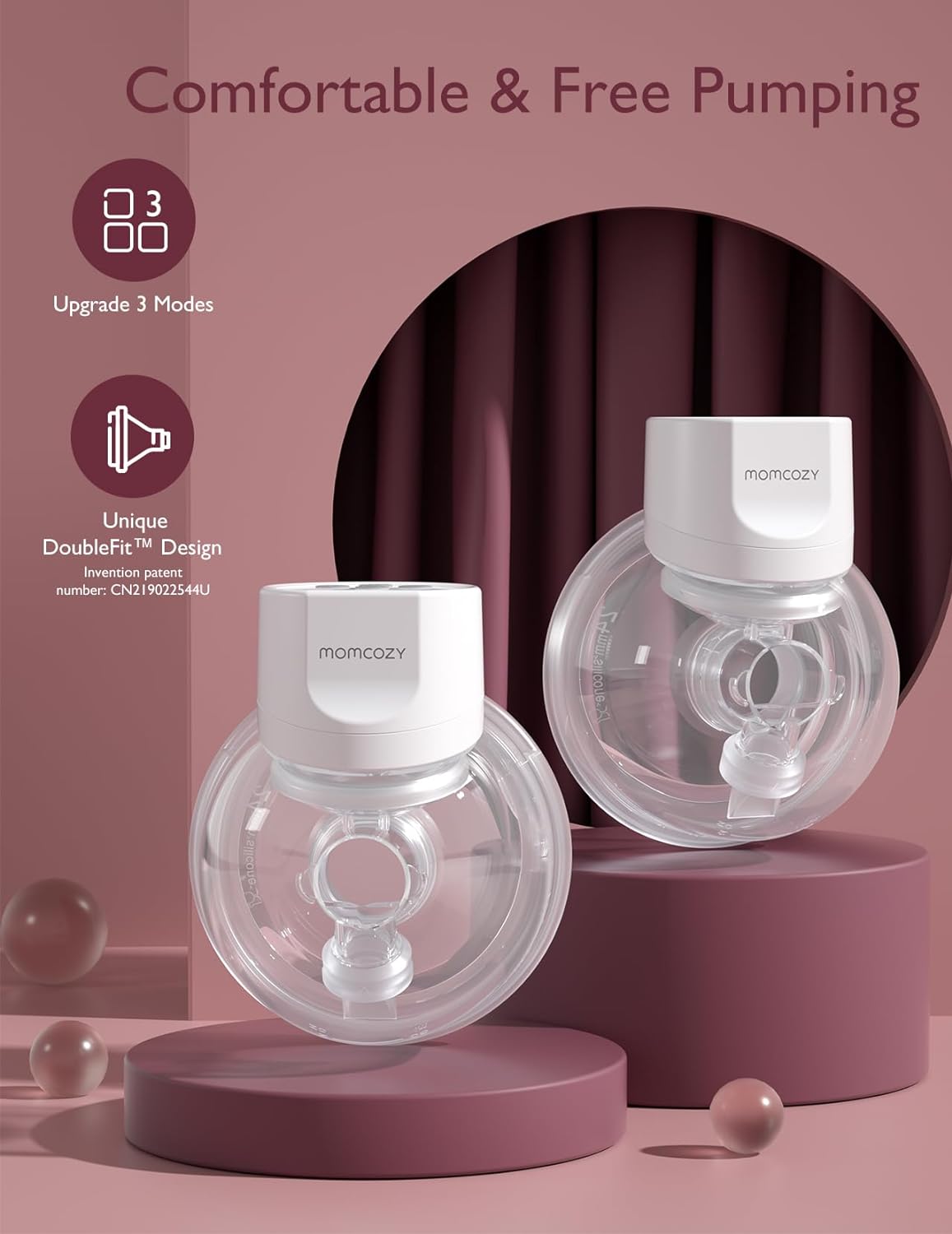 Hands-Free Breast Pump S12 Pro Wearable, Double Wireless Pump with Comfortable Doublefit Flange, 3 Modes & 9 Levels Electric Pump Portable, 24Mm, 2 Pack