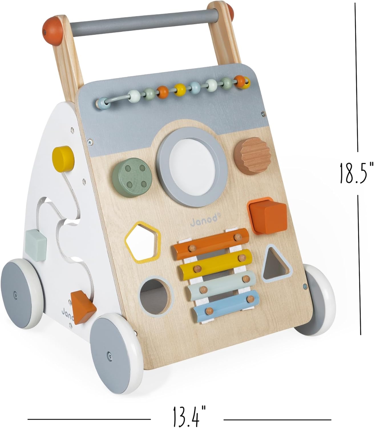- Sweet Cocoon Multi-Activity Baby Walker - Wooden Trolley - Multiple Sorting Shapes - for Babies and Toddlers - from 12 Months - Multilingual - J04410.