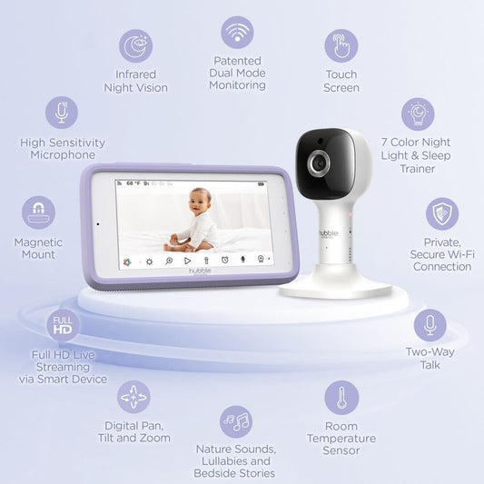 Nursery Pal Cloud Touch Smart Baby Monitor with HD Video, 5' Touchscreen Parent Unit, Dual Viewing Modes Featuring Wifi and Wifi-Free Viewing, Two-Way Audio.