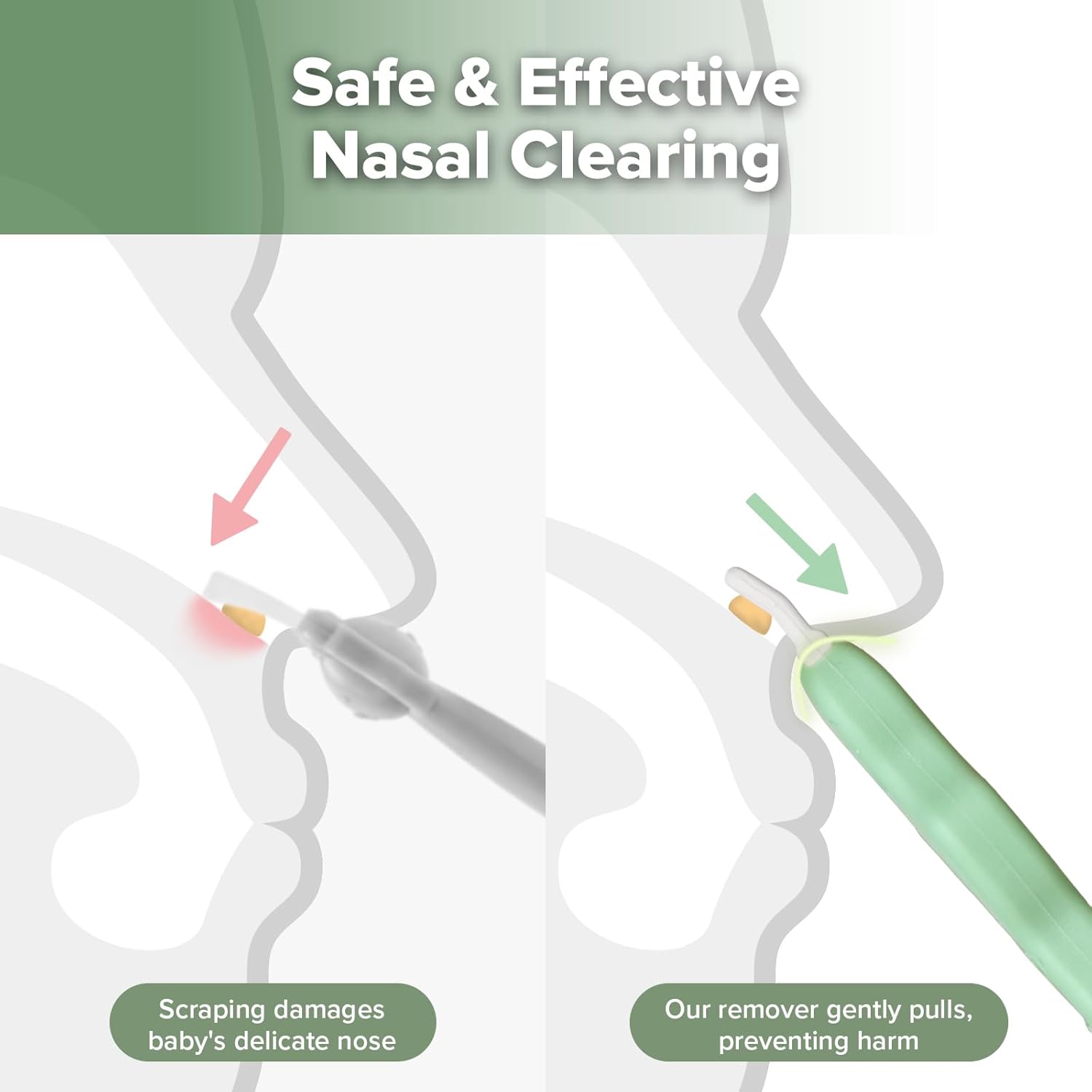 Baby Nose Cleaner & Ear Wax Removal Tool,The Unique Crocodile-Shaped Design,Baby Essentials-Pea Green