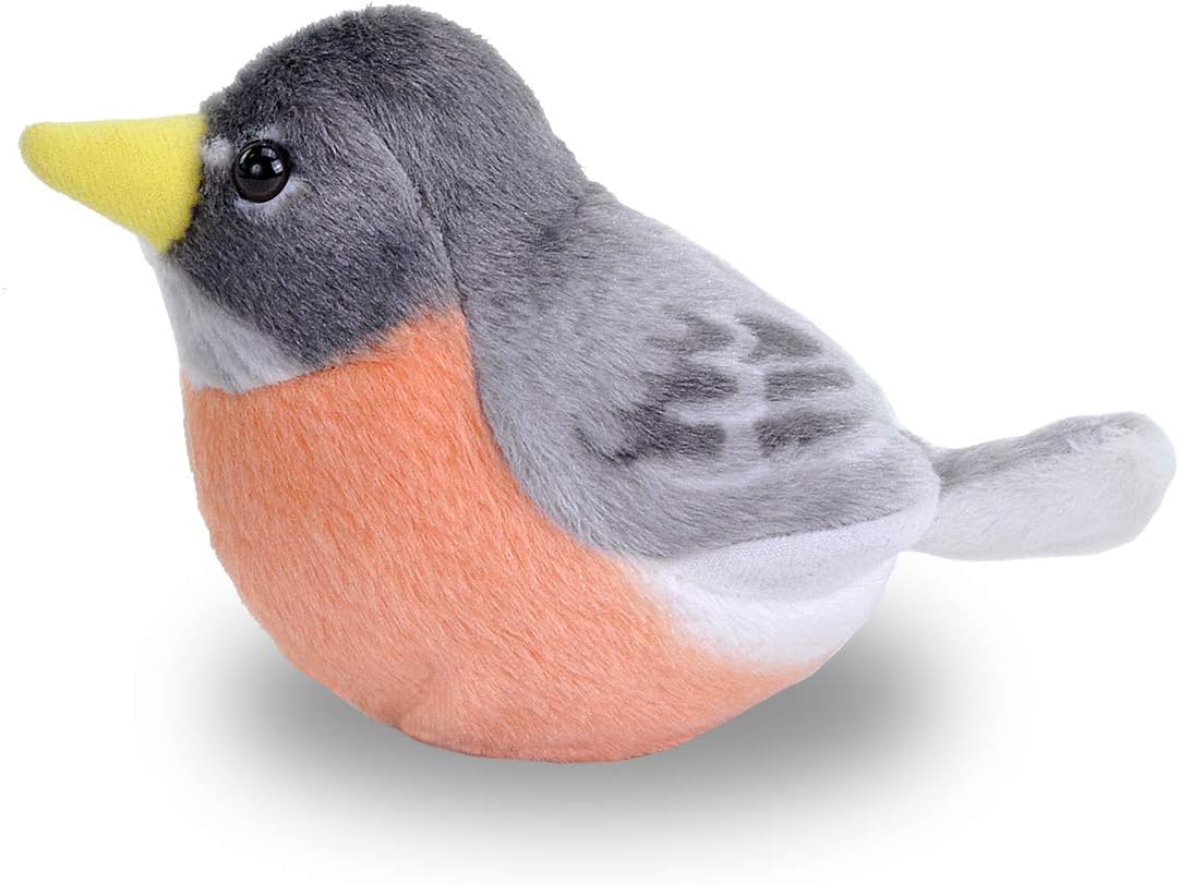 18222 Audubon Birds American Robin Plush Authentic Bird Sound, Stuffed Animal, Bird Toys for Kids, American Robin