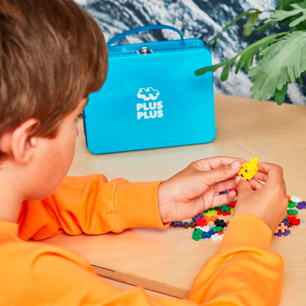 - Blue Metal Case - 600 Pieces - Creative Building and Construction Set - Mix of Basic and Neon Colors in a Travel Suitcase Box - Kids 5 to 12 Years - P7002