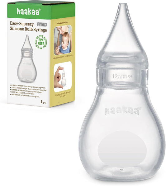 Silicone Baby Nasal Aspirator | Easy-Squeeze Nose Bulb Syringe | Baby Nose Cleaner , 12M+ Infant &Toddler - BPA Free Silicone