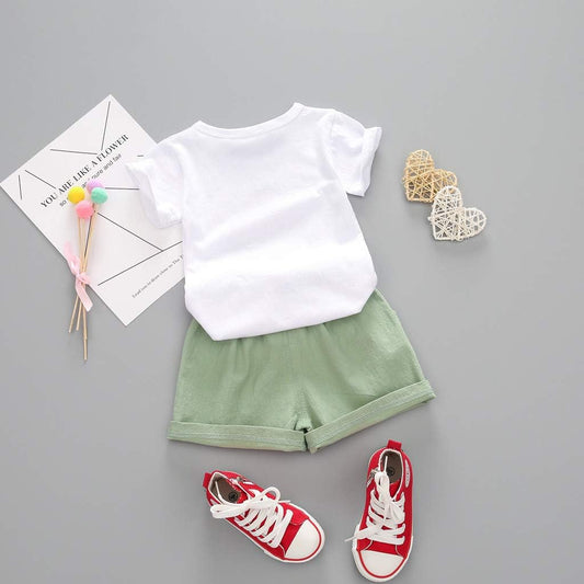 Toddler Baby Girls Summer Clothes Set Kids Watermelon Print T-Shirt Short Sets Outfits for 1 to 4 Years Old