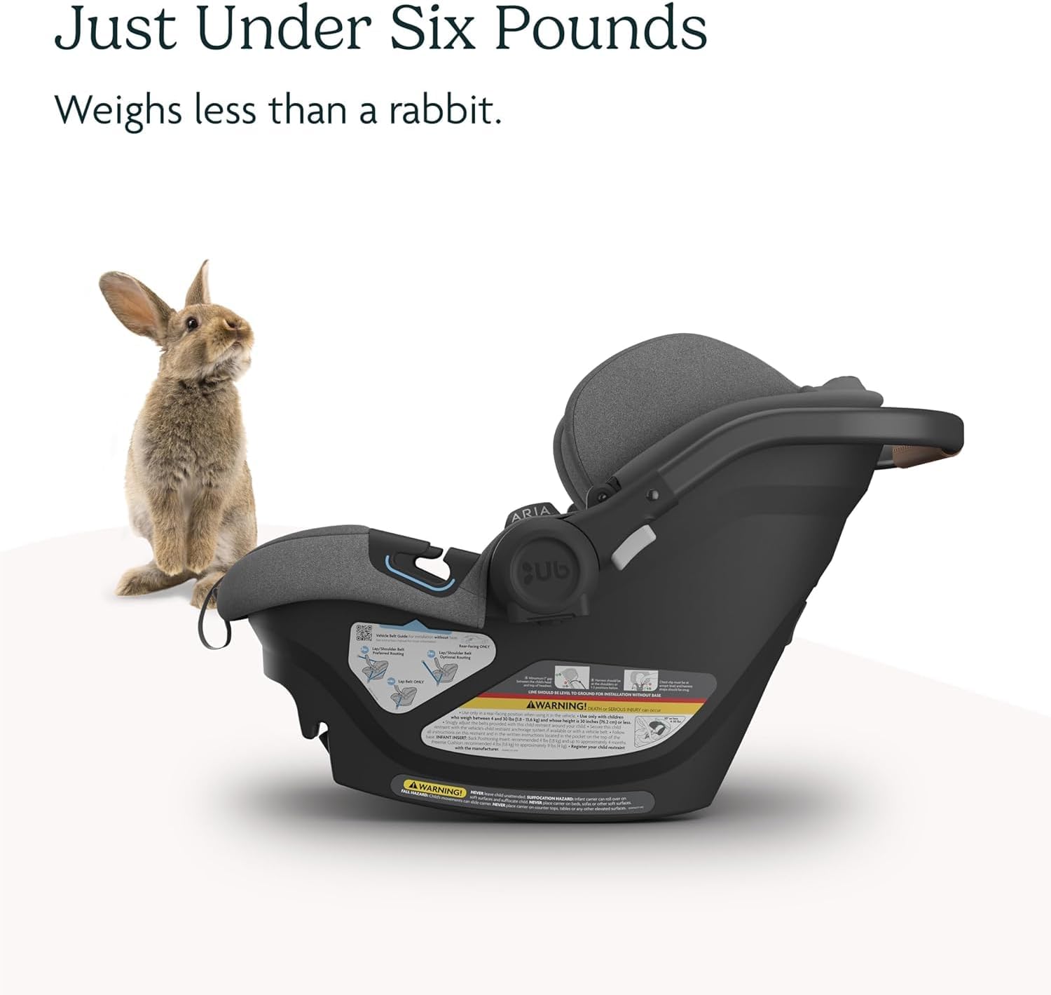 Aria Lightweight Infant Car Seat/Just under 6 Lbs for Easy Portability/Base with Load Leg + Infant Insert Included/Direct Stroller Attachment/Greyson (Charcoal Mélange/Saddle Leather)