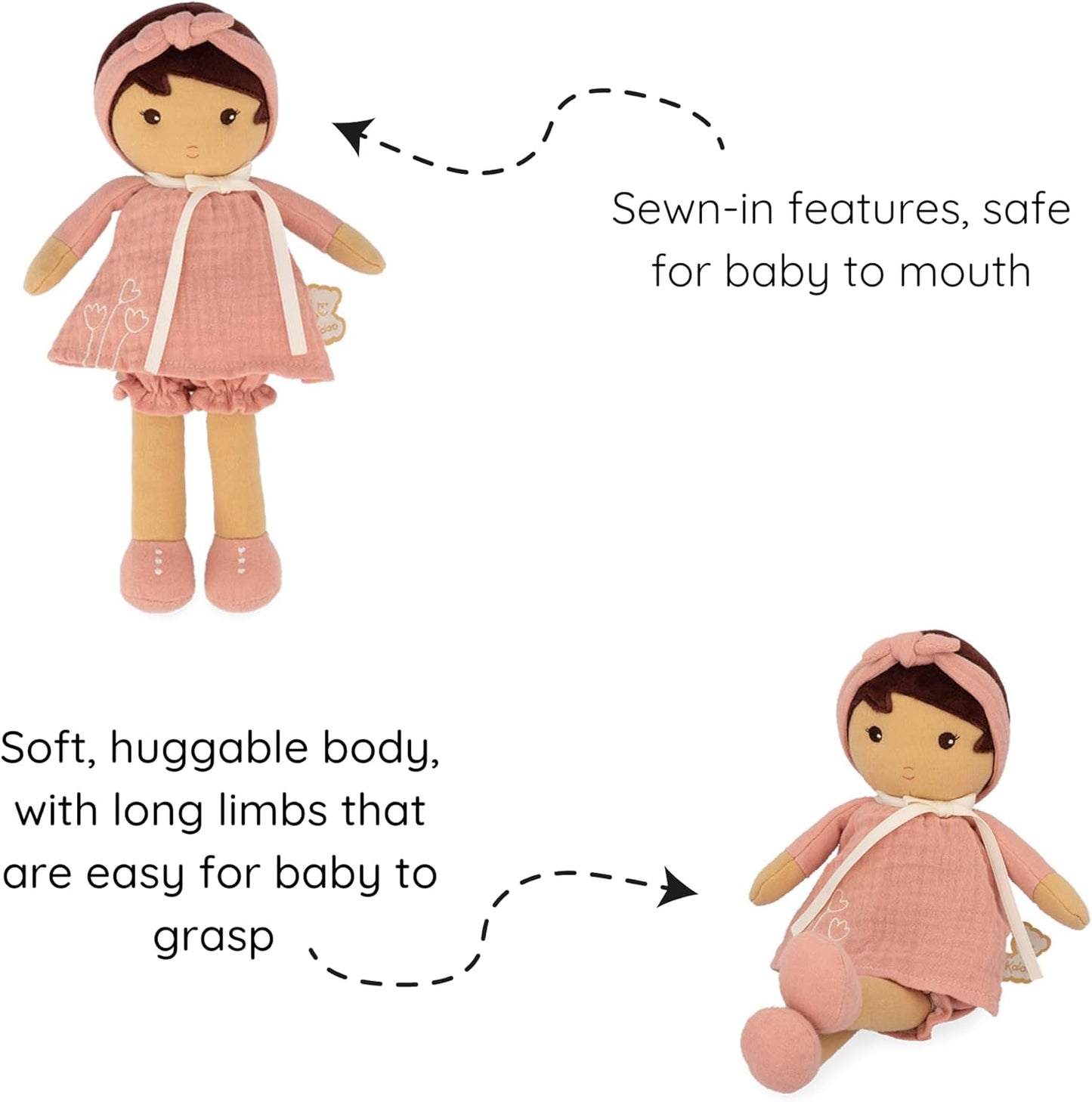 - My First Tendresse Doll Amandine 32 Cm - Polyester Soft Plush Toy for Babies and Girls - with Multilingual Gift Box - Pink - from Birth - K200005.