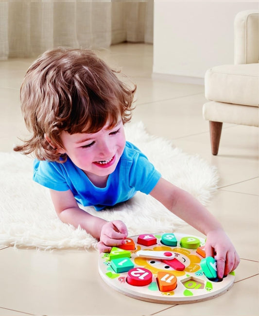 Chunky Clock Puzzle Game, Multicolor, 9.65'' X 1.38''