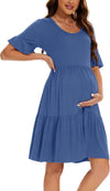 Women'S Maternity Dress Short Sleeve Ruffle Pregnancy Clothes