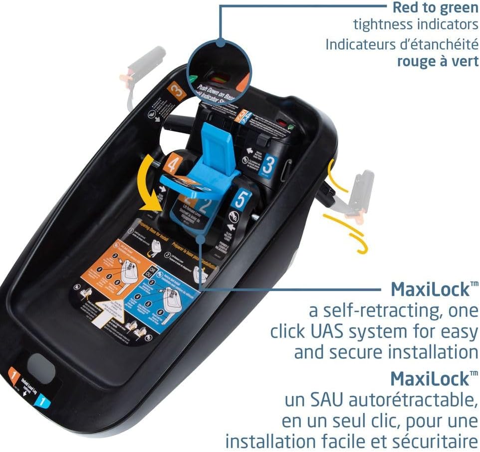 Mico Luxe+ Infant Car Seat, Lightweight, Easy Install with Maxilock™ Technology, Washable Seat Cover, Climaflow™ Ventilation, Side Impact Protection, Ecocare Fabrics, Designer Black