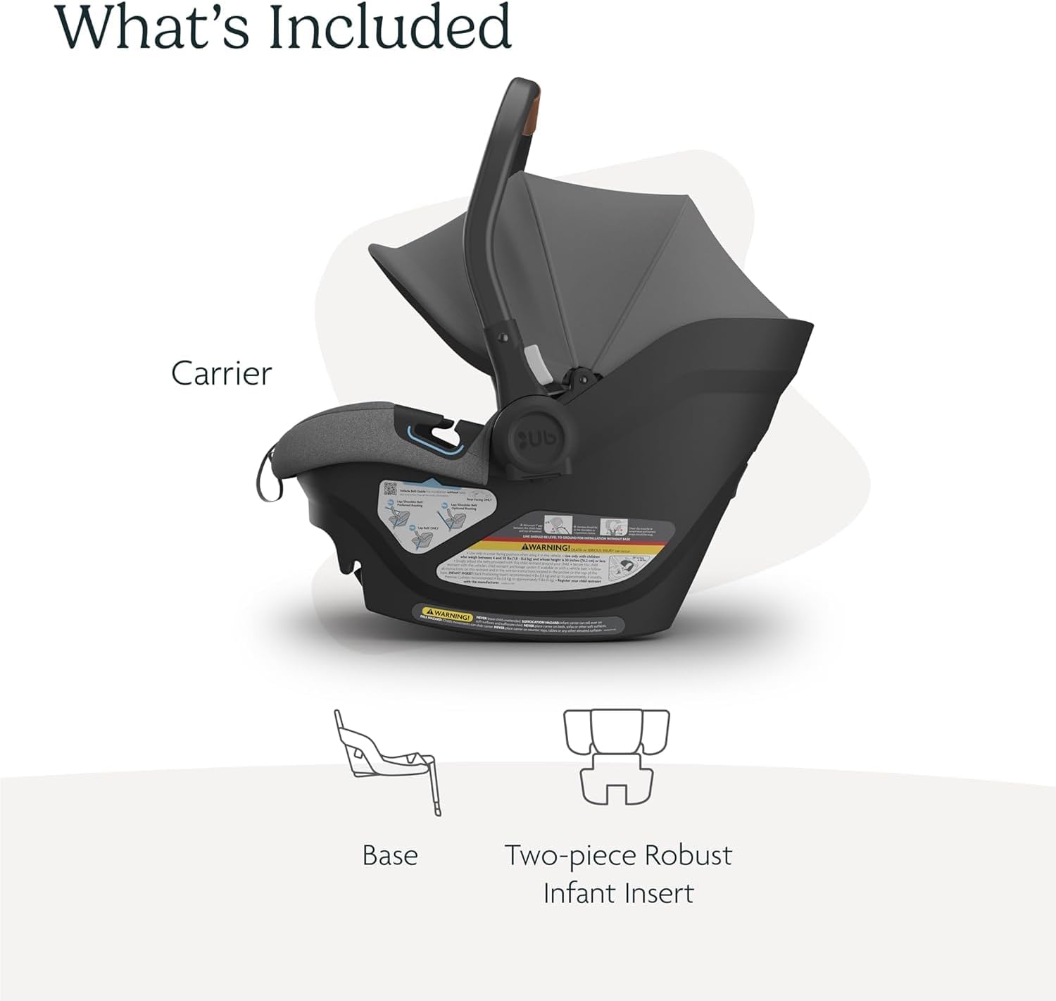 Aria Lightweight Infant Car Seat/Just under 6 Lbs for Easy Portability/Base with Load Leg + Infant Insert Included/Direct Stroller Attachment/Greyson (Charcoal Mélange/Saddle Leather)