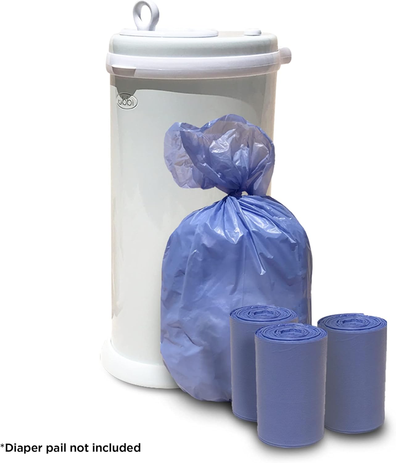 Disposable Diaper Pail Refills Compatible with Ubbi Diaper Pail | Diaper Pail Refill Bags Made with Recycled Material | Fresh Powder Scent for Odor Control | Disposable Diaper Trash Bags (75 Count)