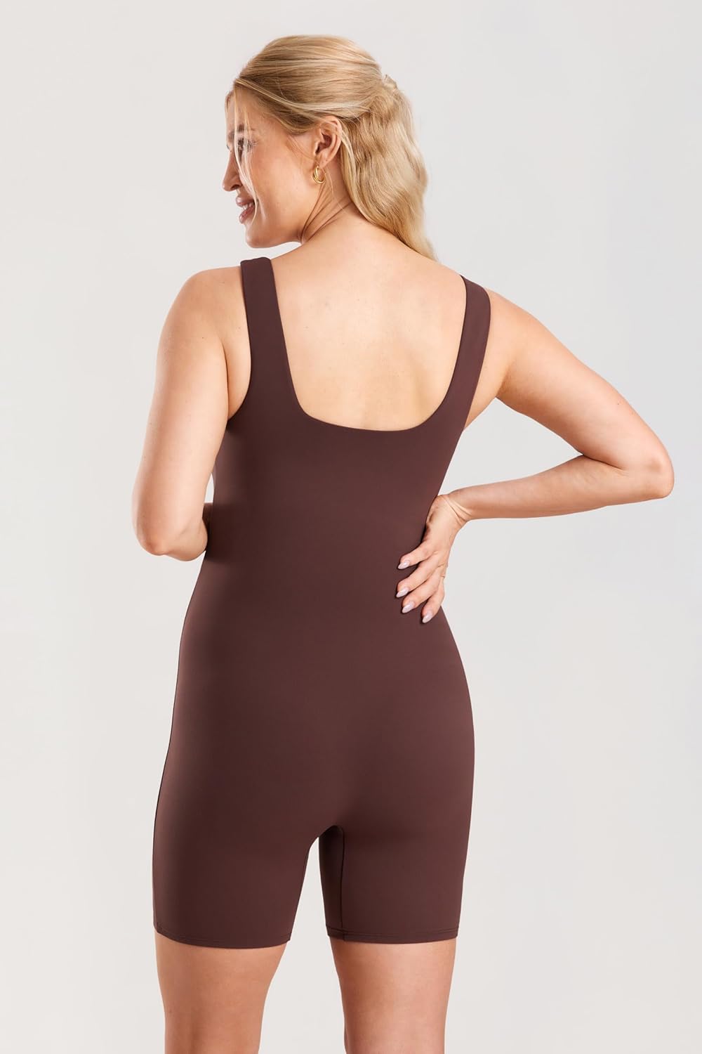 Women' S Maternity Bodysuit Sleeveless Shorts Jumpsuit Square Neck Tank Top for Pregnancy