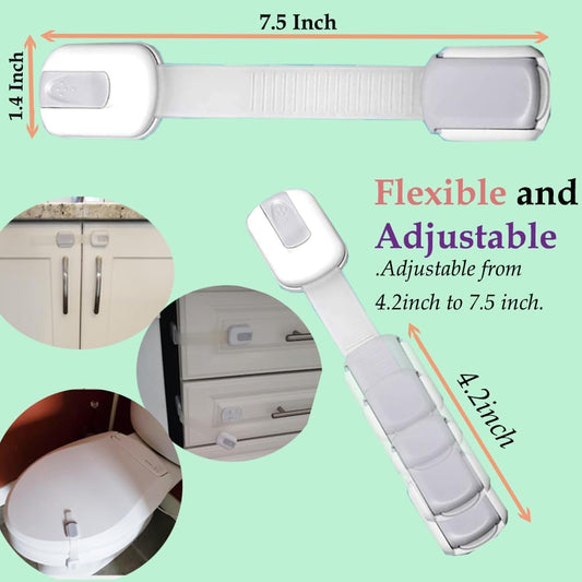 Child Proof Baby Safety Locks for Cabinet Locks Extra 3M Adhesive No Screws for Drawers Cupboard Doors (8Pack Child Safety Cabinet Locks)