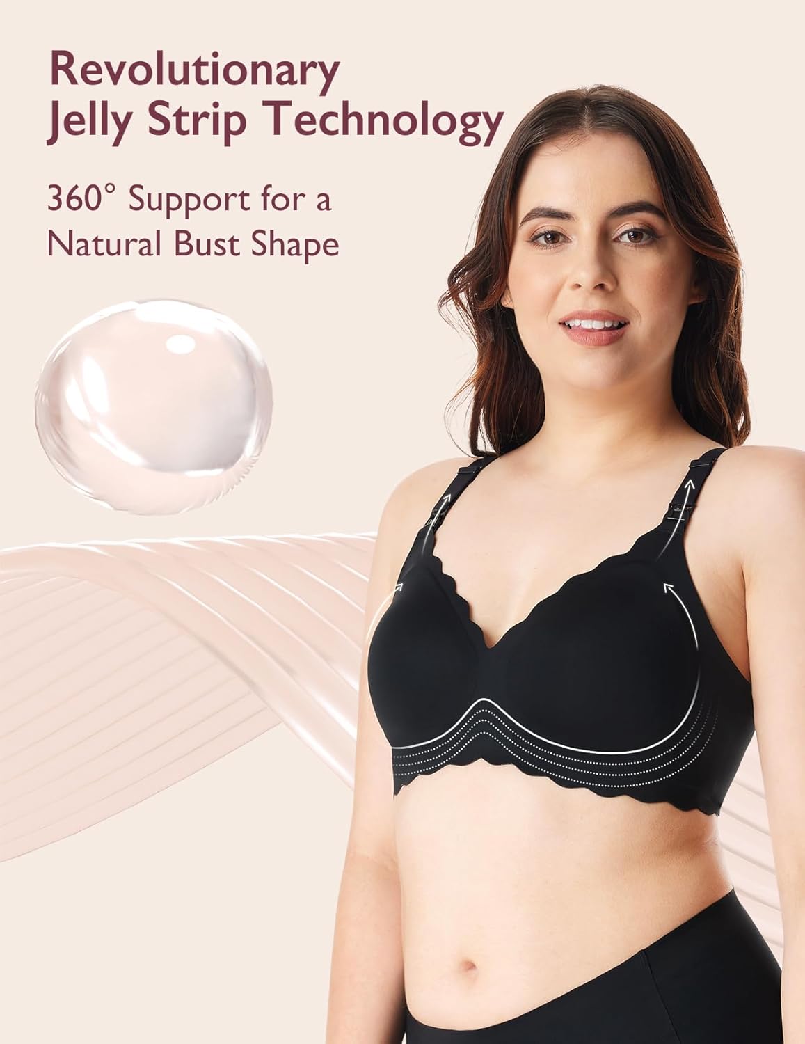 Nursing Bras for Breastfeeding, Jelly Strip Support Comfort Maternity Bra, Seamless Soft Wirefree Pregnancy Bra