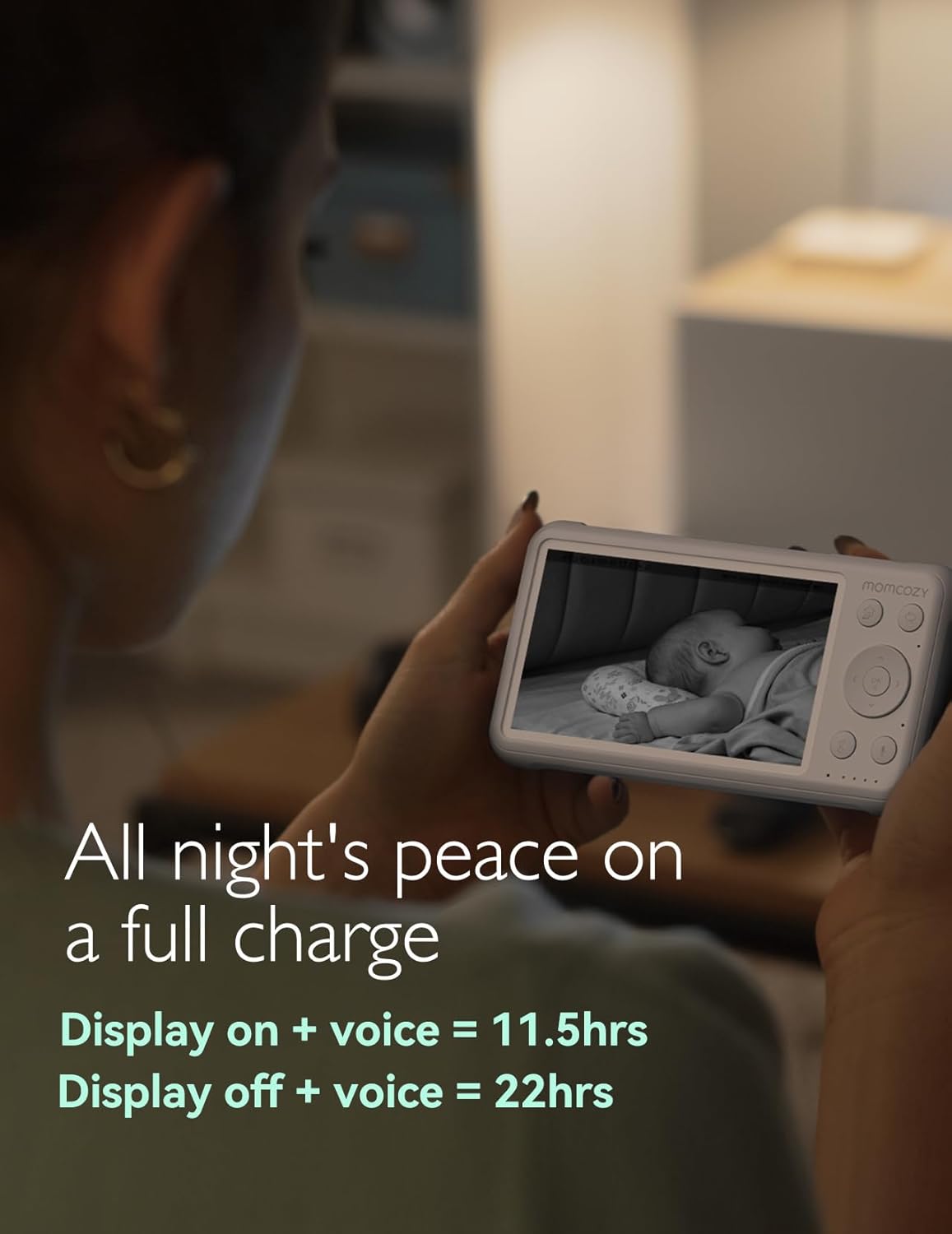 Video Baby Monitor, 1080P 5'' HD Baby Monitor with Camera, Built-In Wide Angle Lens, 2-Way Audio, IR Night Vision, 5000Mah Battery, 960Ft Range, Temperature Sensor, Lullaby, Easy to Operate