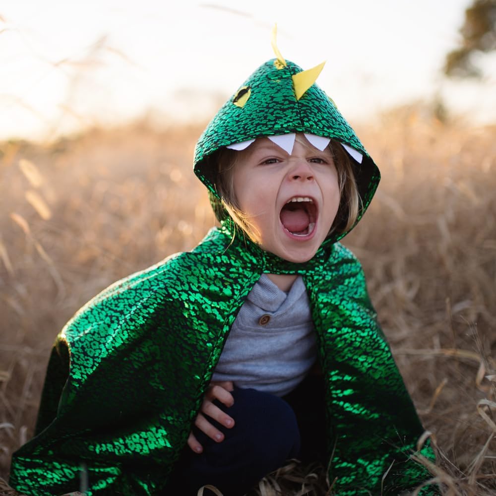 53062, Dragon Toddler Cape, Green/Metallic, US Size 2-3T