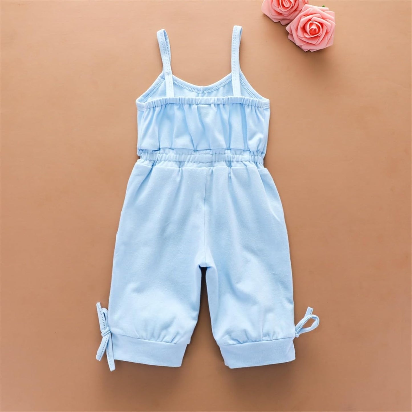 Toddler Baby Girls Romper Jumpsuit Summer 𝗦ling Solid Bodysuit Adjustable with Pocket Kids Tracksuit