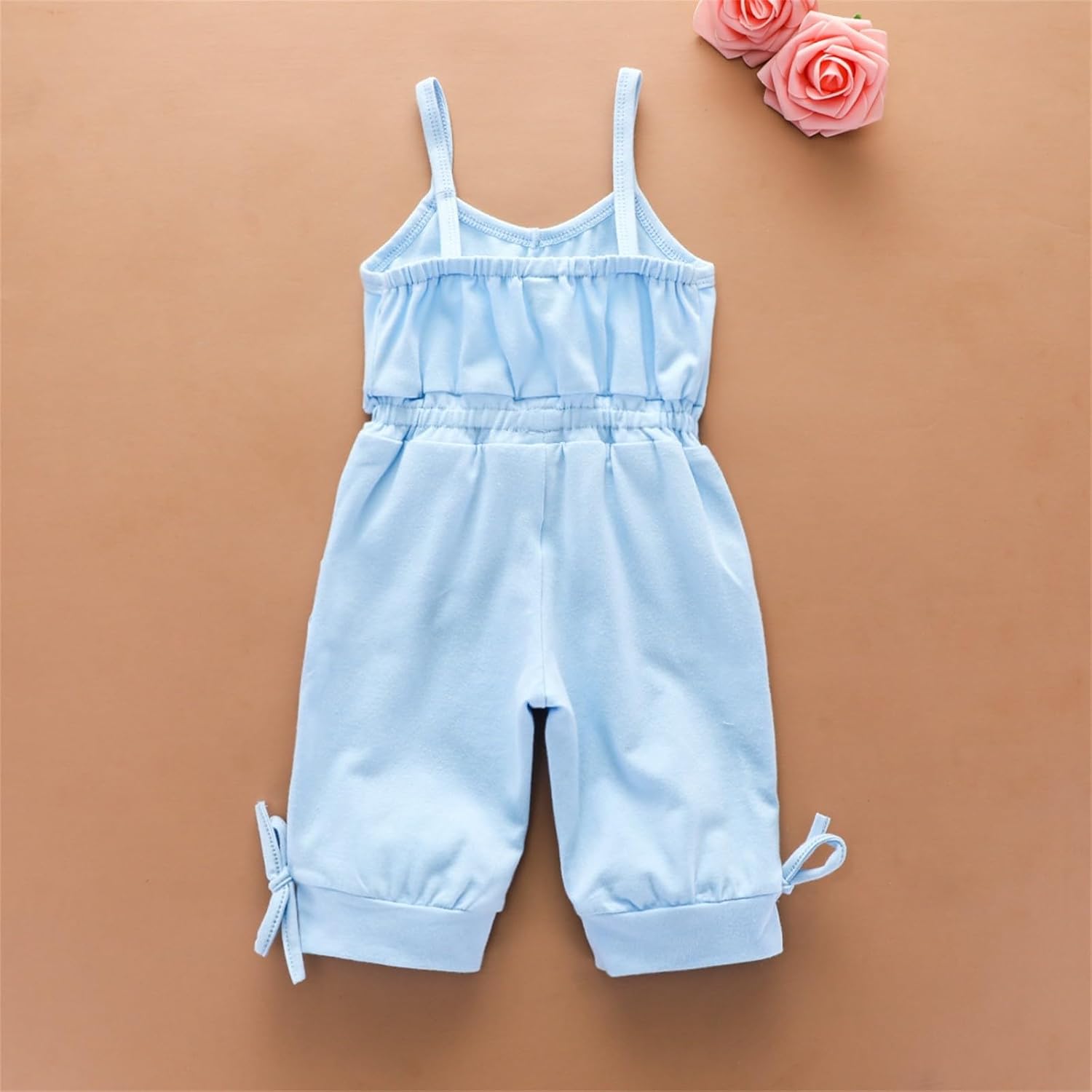 Toddler Baby Girls Romper Jumpsuit Summer 𝗦ling Solid Bodysuit Adjustable with Pocket Kids Tracksuit
