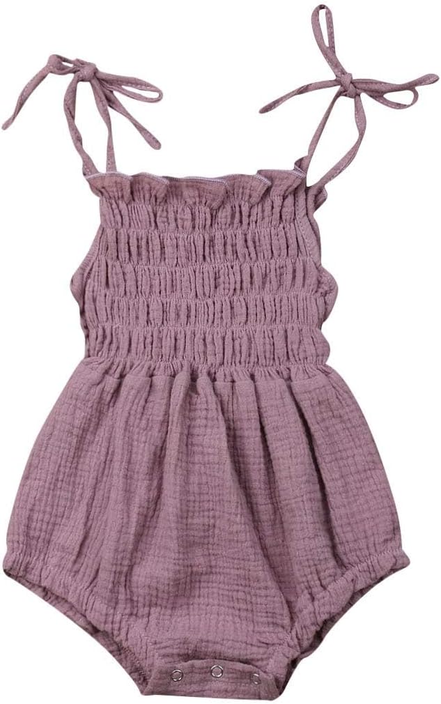Newborn Baby Girl Clothes Summer Adjustable Straps Romper Dress Cotton Linen One Piece Photoshoot Birthday Outfit
