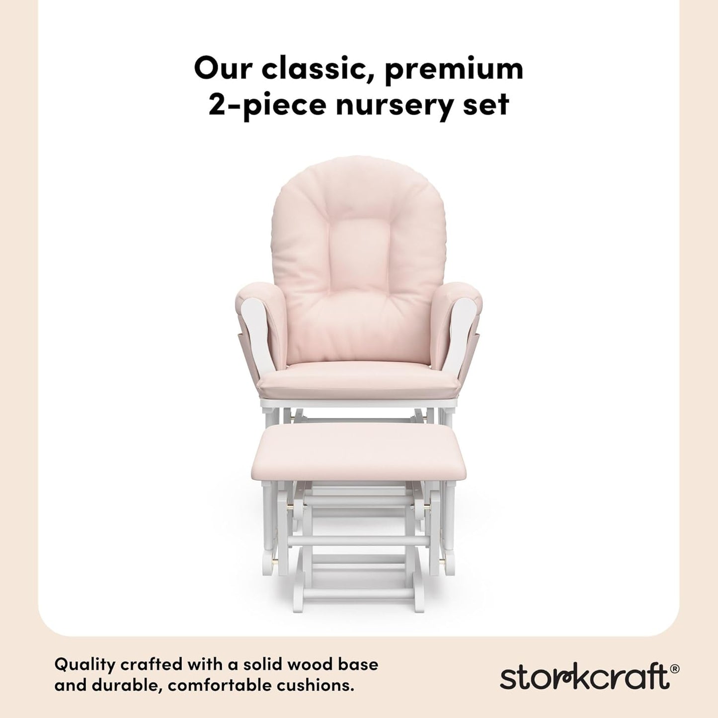 Hoop Glider and Ottoman, White/Pink