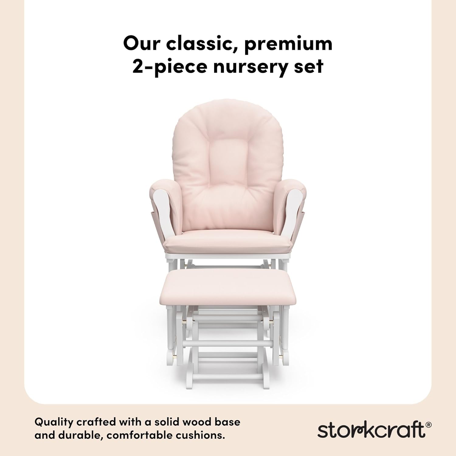 Hoop Glider and Ottoman, White/Pink