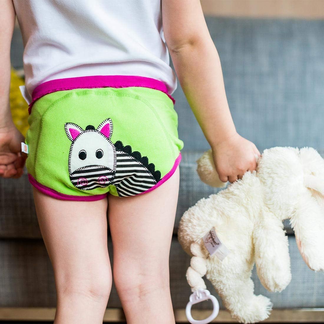 Girls 3 Piece Organic Training Pant Set-Safari Friends (2T-3T), Multi