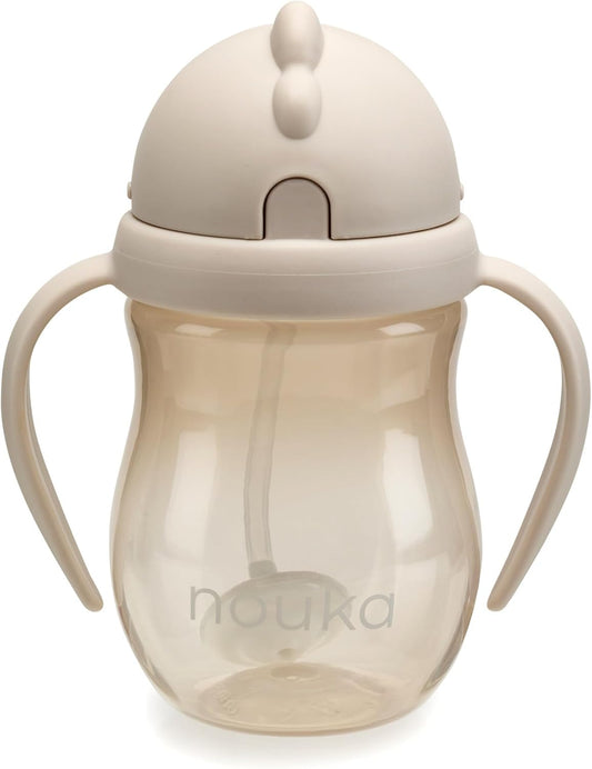 Nouka Weighted Straw Cup with Click Top Lid | Leak Proof and Easy Grip | Soft Sand