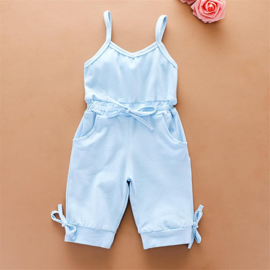 Toddler Baby Girls Romper Jumpsuit Summer 𝗦ling Solid Bodysuit Adjustable with Pocket Kids Tracksuit