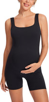 Women' S Maternity Bodysuit Sleeveless Shorts Jumpsuit Square Neck Tank Top for Pregnancy