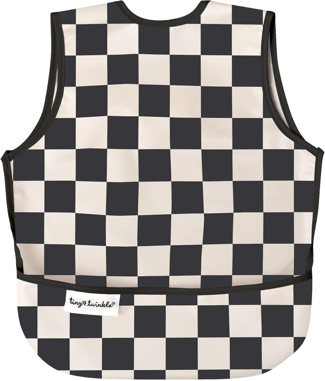 Mess Proof Baby Bib Waterproof Toddler and Baby Apron Bib Machine Washable Black Checkers