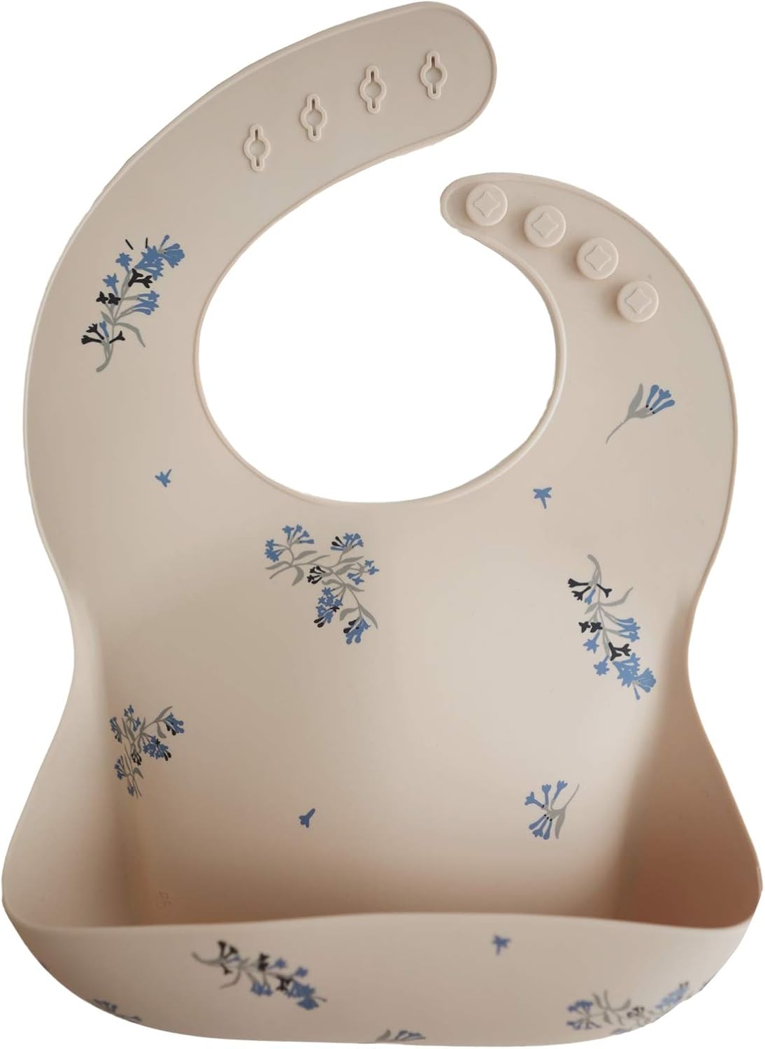 Silicone Baby Bib | Adjustable Fit Waterproof Bibs (Lilac Flowers)